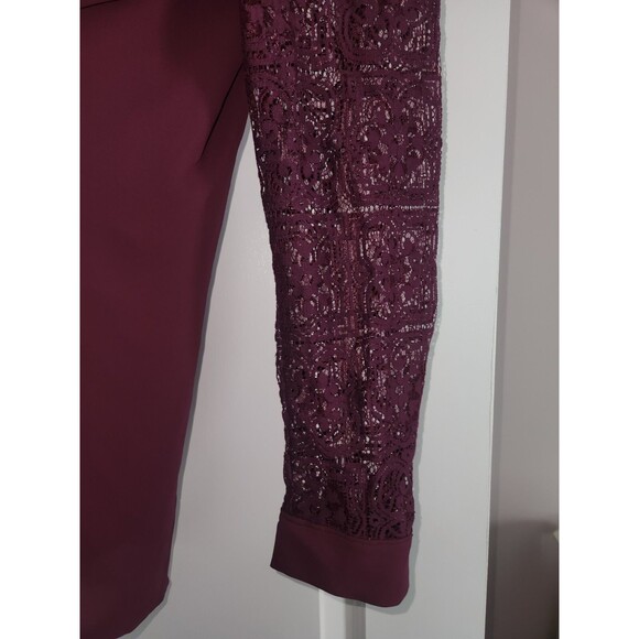 NWT-LOFT Burgundy Maroon Lace Long Sleeve Women Lightweight Button Blouse SZ L - Picture 5 of 5